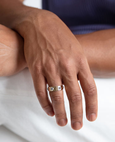 AMADOR Two-Tone Gold Ring with 0.30ct Black Diamonds
