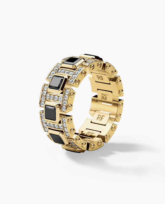 LA PAZ Gold Ring with 4.70ct Black & White Diamonds