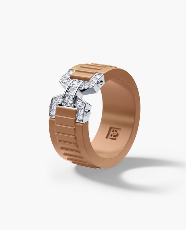 Ready to Ship - NORTHSTAR Atomic Silicone & 14k White Gold Ring with 0.25ct Diamonds