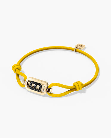 BRIGGS Cord Bracelet with Gold Charm & 0.10ct Black Diamonds