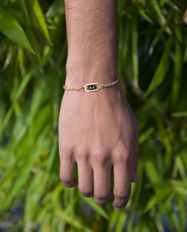 BRIGGS Gold Charm Bracelet with 0.10ct Black Diamonds