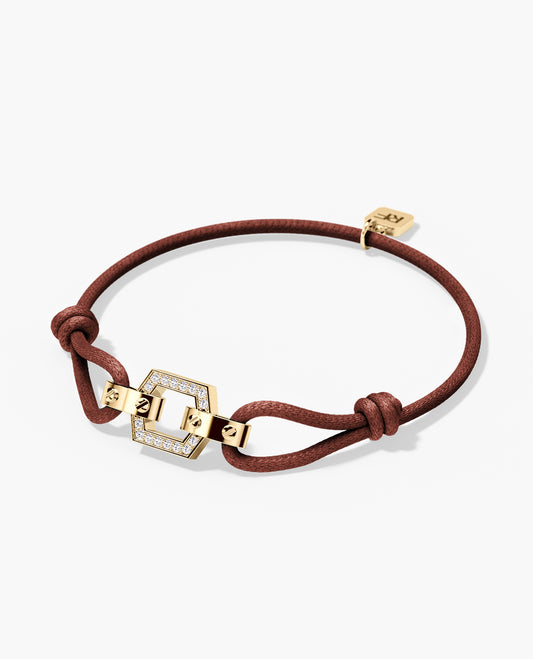 NORTHSTAR Cord Bracelet with Gold Charm & 0.16ct Diamonds