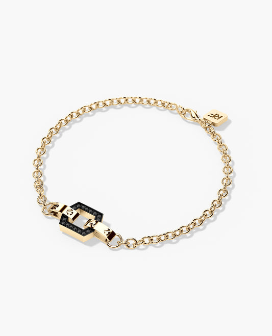 NORTHSTAR Gold Charm Bracelet with 0.16ct Black Diamonds