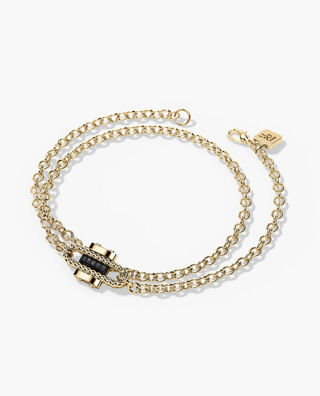 ROPES Gold Charm Bracelet with 0.05ct Black Diamonds