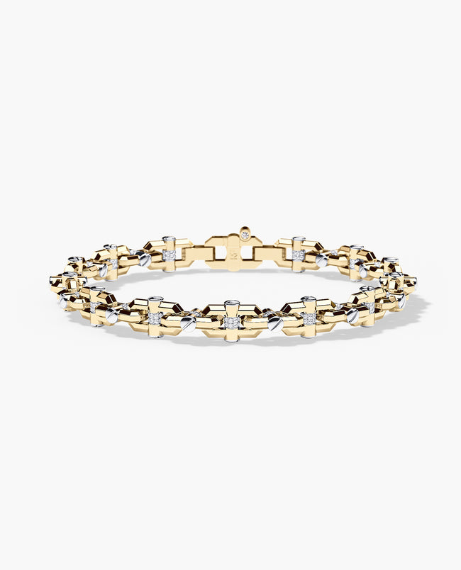 MOSS Two-Tone Gold Link Bracelet with Diamonds
