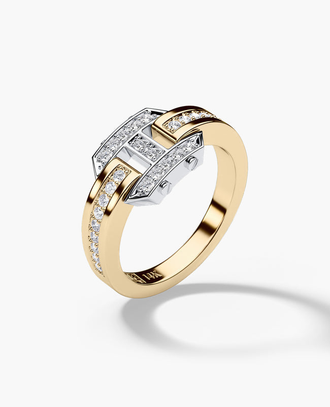 BRIGGS MINI Two-Tone Gold Ring with 0.30ct Diamonds