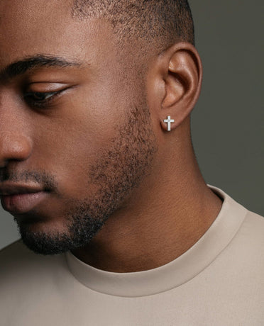 Ready to Ship - CROSS 14k White Gold Stud Earring