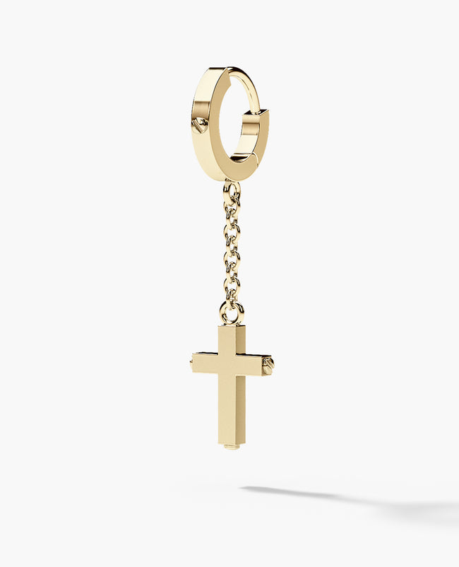 DANGLE Cross Hoop Gold Earring