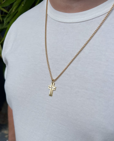 Ready to Ship - MINIMALIST Cross Pendant in 14k Yellow Gold