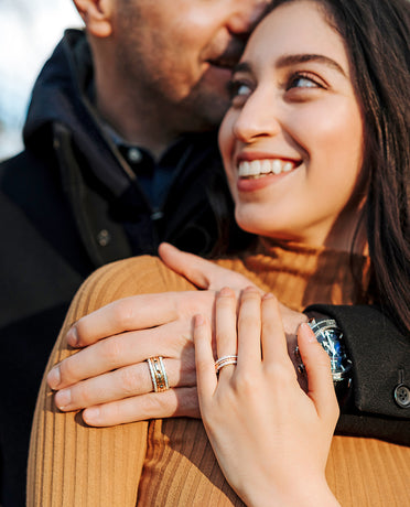 ROPES Two-Tone Gold Matching Diamond Wedding Band Set