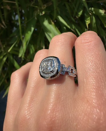 NORTHSTAR Cushion Cut Diamond Engagement Ring in Gold and Platinum