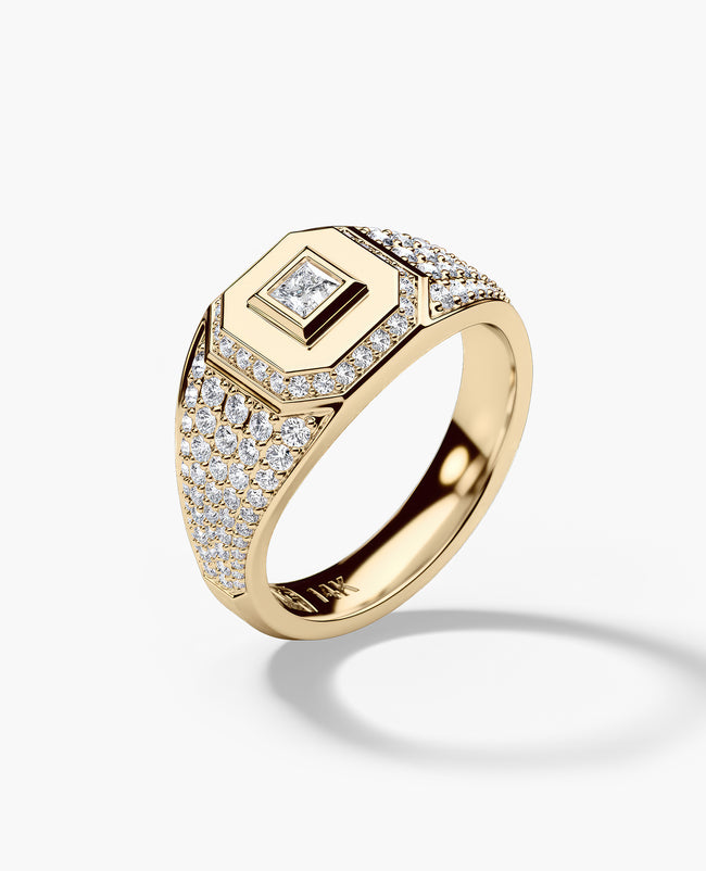 LA PAZ Gold Signet Ring with 0.85ct Diamonds