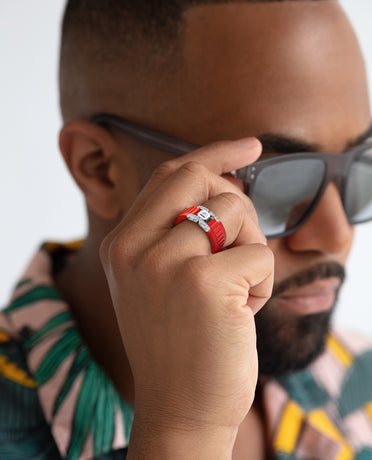 LA PAZ Atomic Silicone & Gold Ring with 0.20ct Diamonds