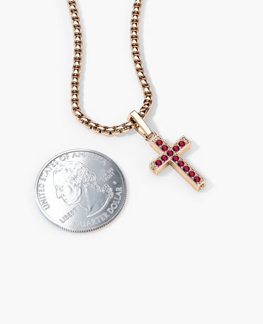 MINI CROSS Pendant in Gold with 0.25ct Rubies