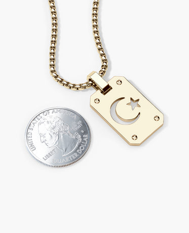 SHADOW MOON and Star Gold Dog Tag Pendant