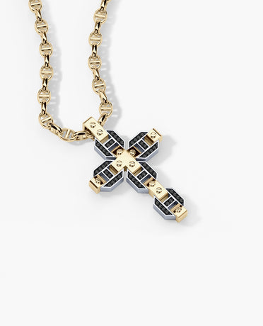 BRIGGS Cross Pendant in Gold with 0.50ct Black Diamonds