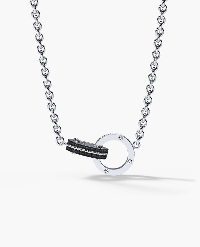 ROPES Interlink Pendant in Gold with 0.20ct Black Diamonds