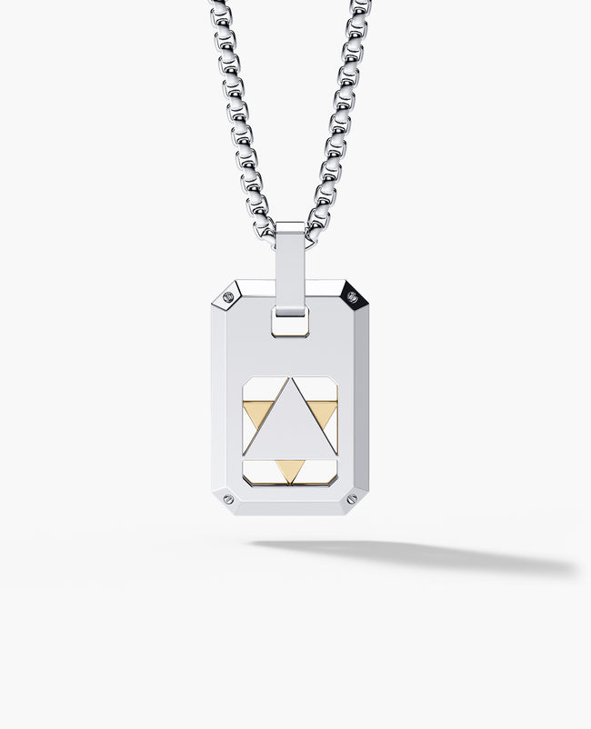 STAR OF DAVID Dog Tag Pendant in Two-Tone Gold