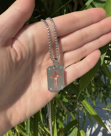 SHADOW CROSS Gold Dog Tag Pendant