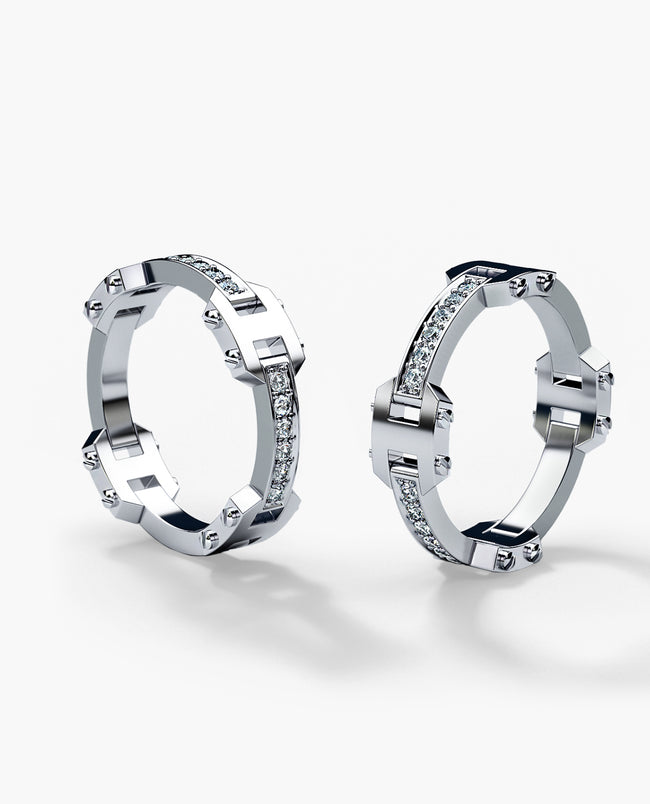 BOISE Gold Matching Diamond Wedding Band Set