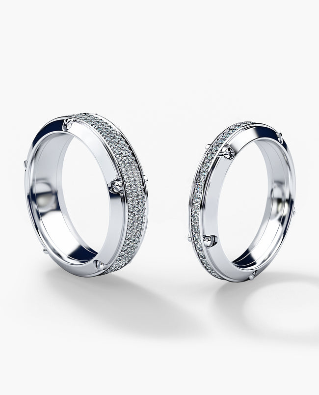 CORTEZ Gold Matching Diamond Wedding Band Set