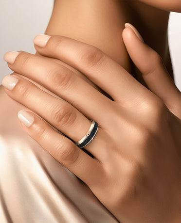 CORTEZ Two-Tone Gold Ring with 1.00ct Black Diamonds