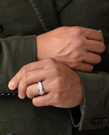 KENSINGTON Gold Cuban Link Ring with 0.65ct Diamonds