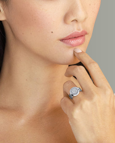 NORTHSTAR Round Cut Diamond Engagement Ring in Gold and Platinum