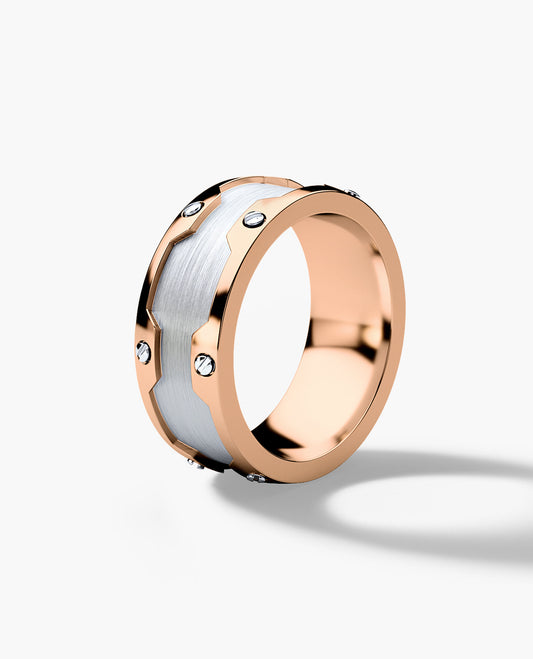 GRANT Two Tone Gold Wide Wedding Ring