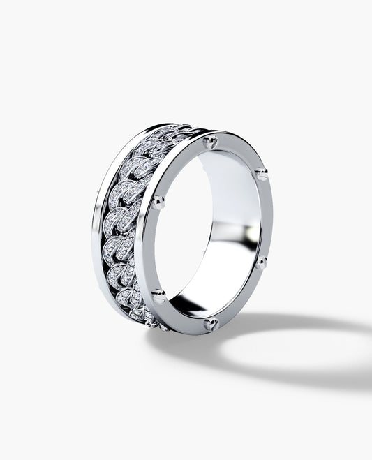 KENSINGTON Gold Cuban Link Ring with 0.65ct Diamonds