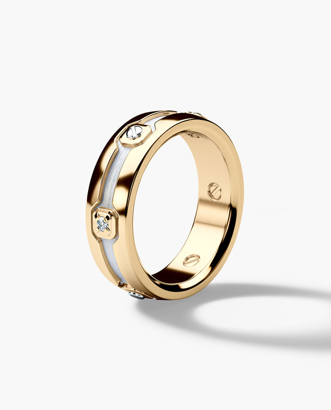 NEWMONT Two Tone Gold Wedding Ring with 0.10ct Diamonds