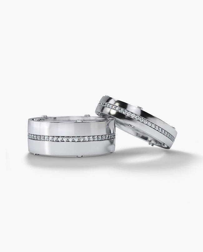 FRANKLIN Gold Matching Diamond Wedding Band Set