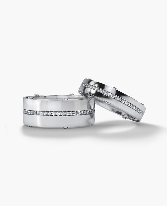 FRANKLIN Gold Matching Diamond Wedding Band Set