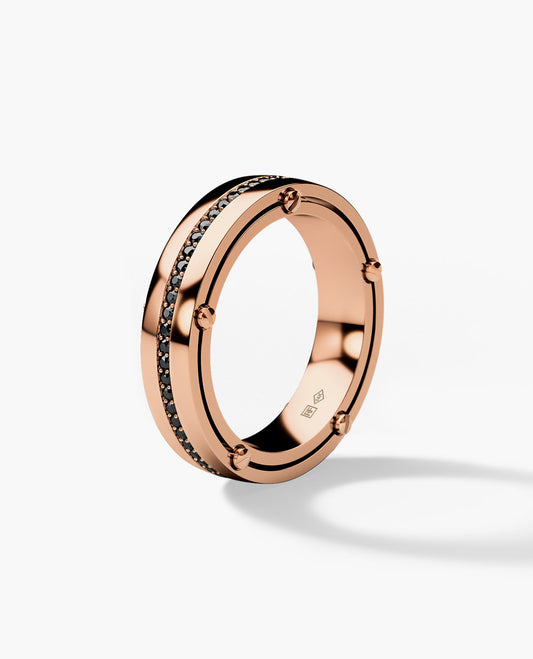 FRANKLIN Comfort Fit Gold Ring with 0.50ct Black Diamonds