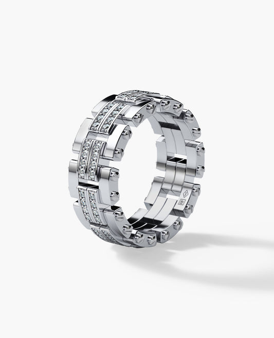 GETCHELL Gold Ring with 0.80ct Diamonds - Wide Version