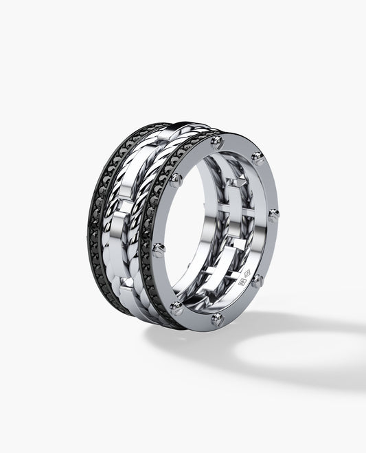 ROPES Gold Ring with 1.05ct Black Diamonds