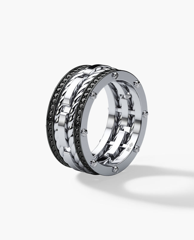 ROPES Gold Ring with 1.05ct Black Diamonds