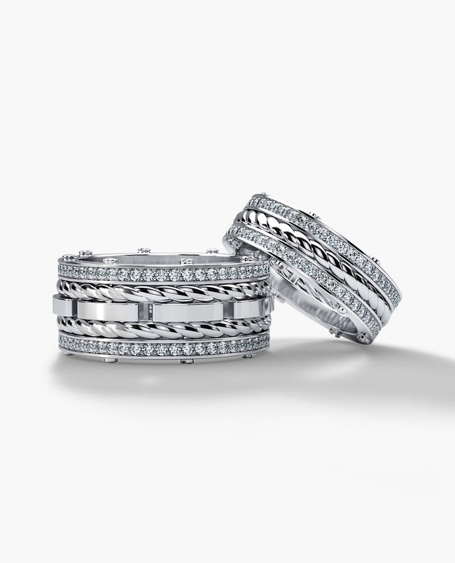 ROPES Gold Matching Diamond Wedding Band Set