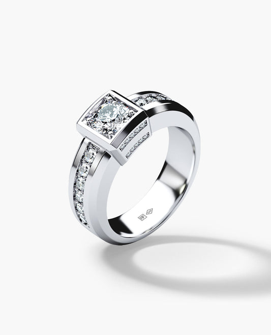 VULTURE Comfort Fit Men's Gold Solitaire Engagement Ring with 1.65ct Diamonds