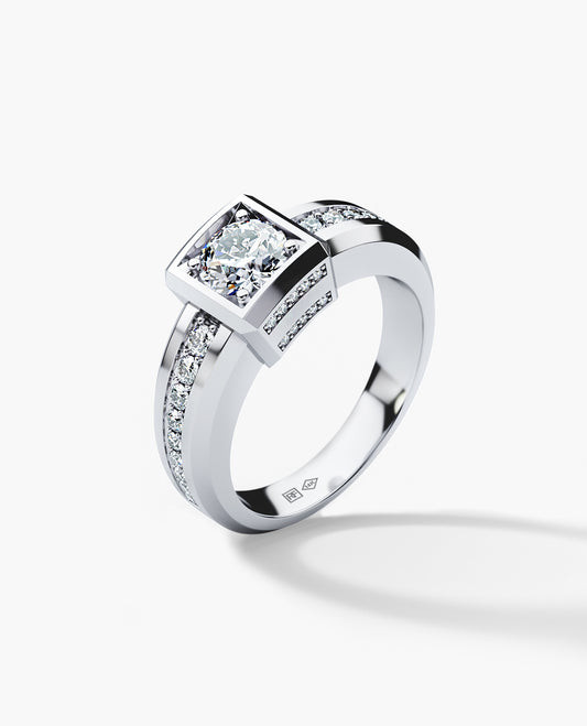 VULTURE Comfort Fit Men's Gold Solitaire Engagement Ring with 1.45ct Diamonds