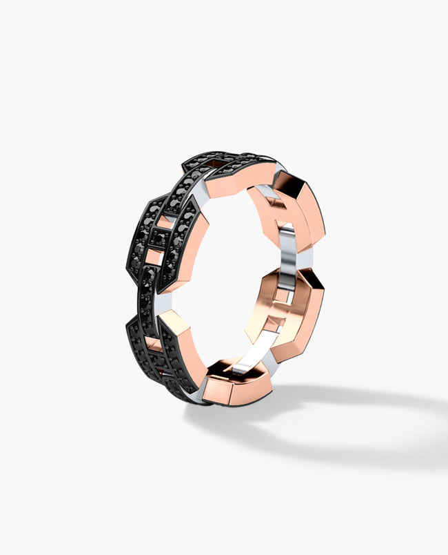 BRIGGS Two-Tone Gold Ring with 0.24ct Black Diamonds