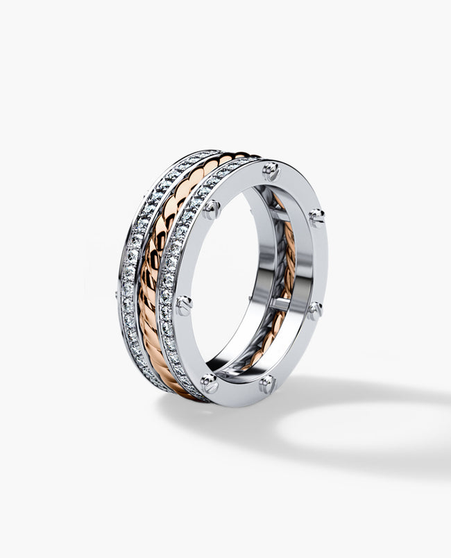 ROPES Two-Tone Gold Ring with 0.70ct Diamonds