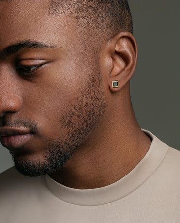 LA PAZ Gold Single Stud Earring with 1.06ct Black Diamonds