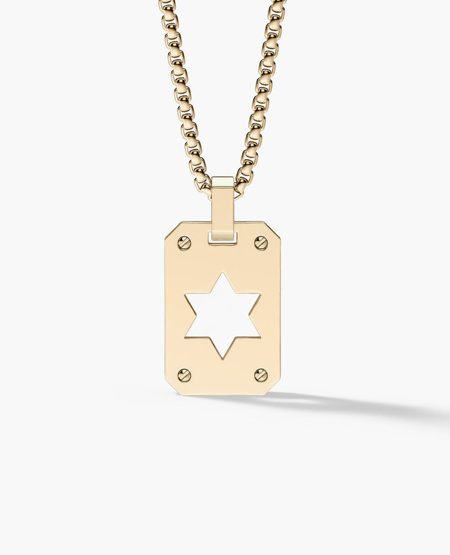 SHADOW STAR of David Gold Dog Tag Pendant