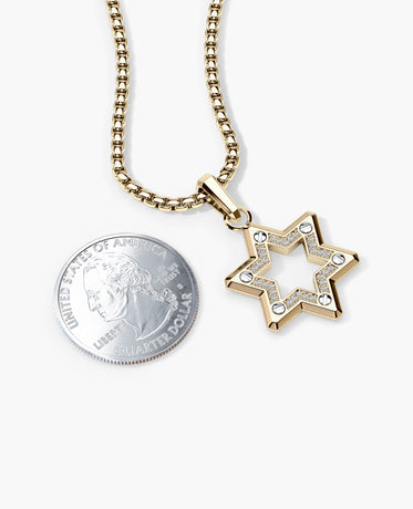 STAR OF DAVID Pendant in Two-Tone Gold with 0.15ct Diamonds