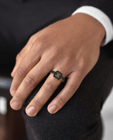 NORTHSTAR MINI Gold Ring with 0.50ct Black Diamonds