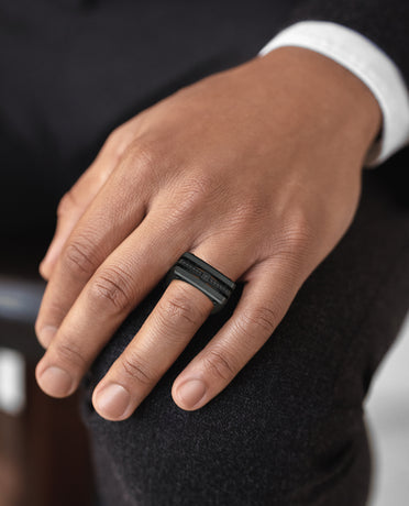 FORT KNOX EverBlak Gold Square Ring with 0.65ct Black Diamonds