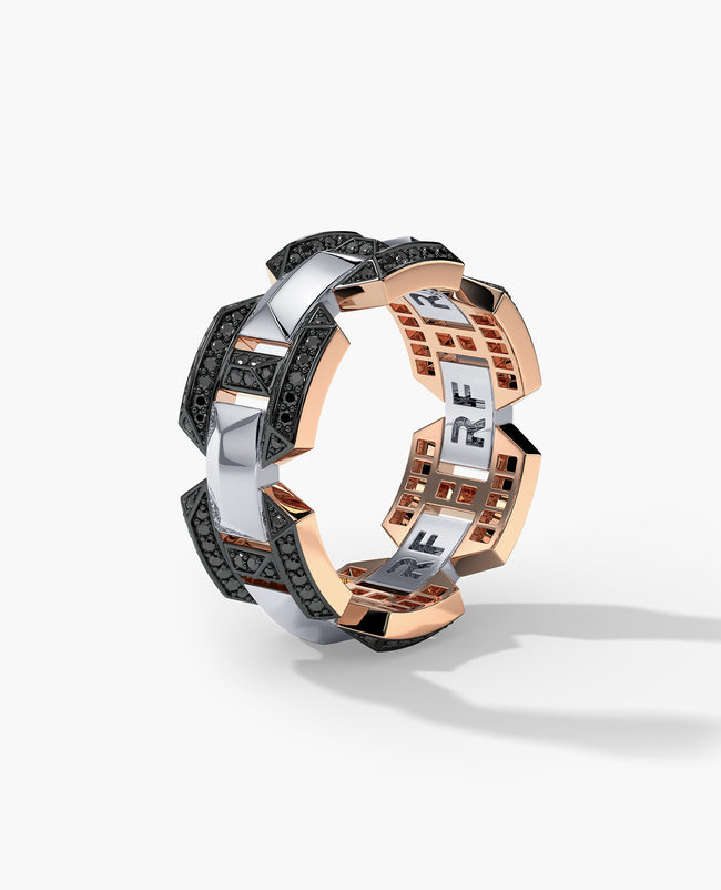 BRIGGS EDGE Two-Tone Gold Ring with 0.75ct Black Diamonds
