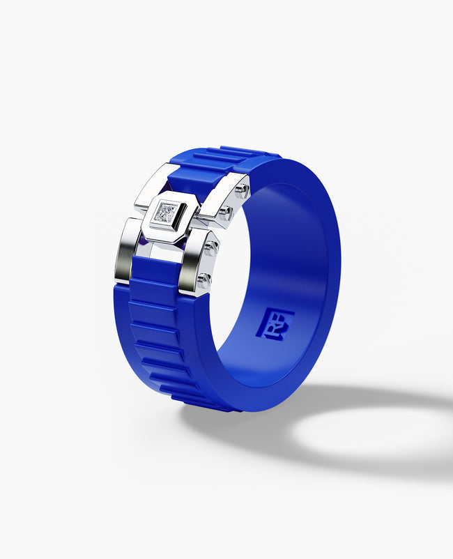 LA PAZ Atomic Silicone & Gold Ring with 0.05ct Diamonds