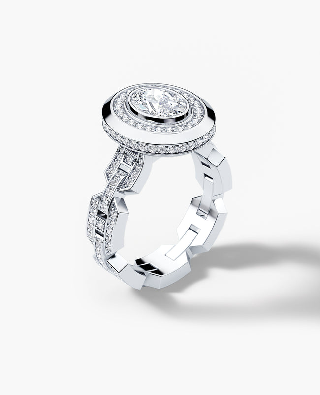 BRIGGS Oval Cut Diamond Engagement Ring in Gold and Platinum